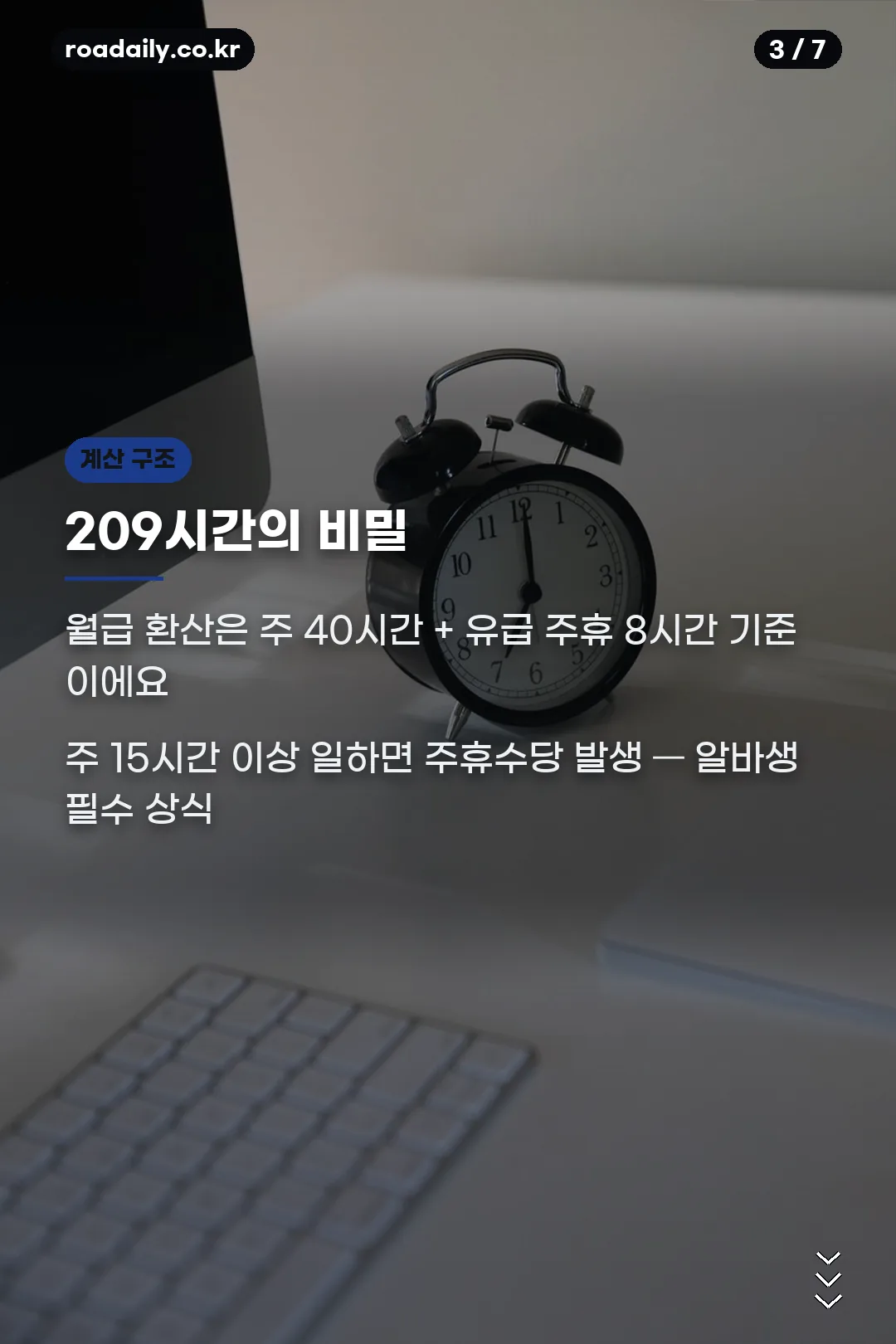 최저임금 월급 209시간 계산 구조 카드