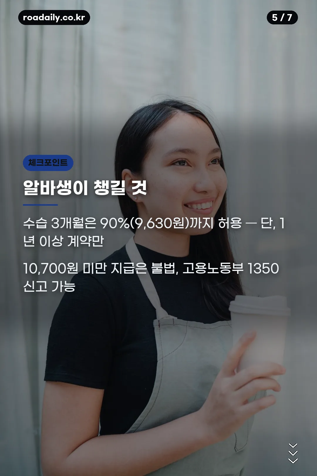 알바생 수습 감액 주휴수당 체크포인트 카드