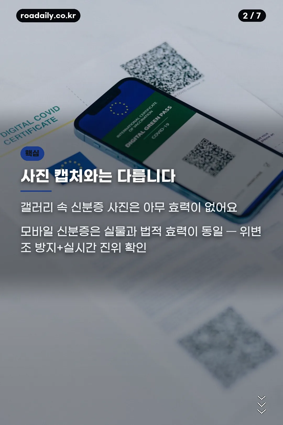 모바일 신분증과 사진 캡처의 차이 카드