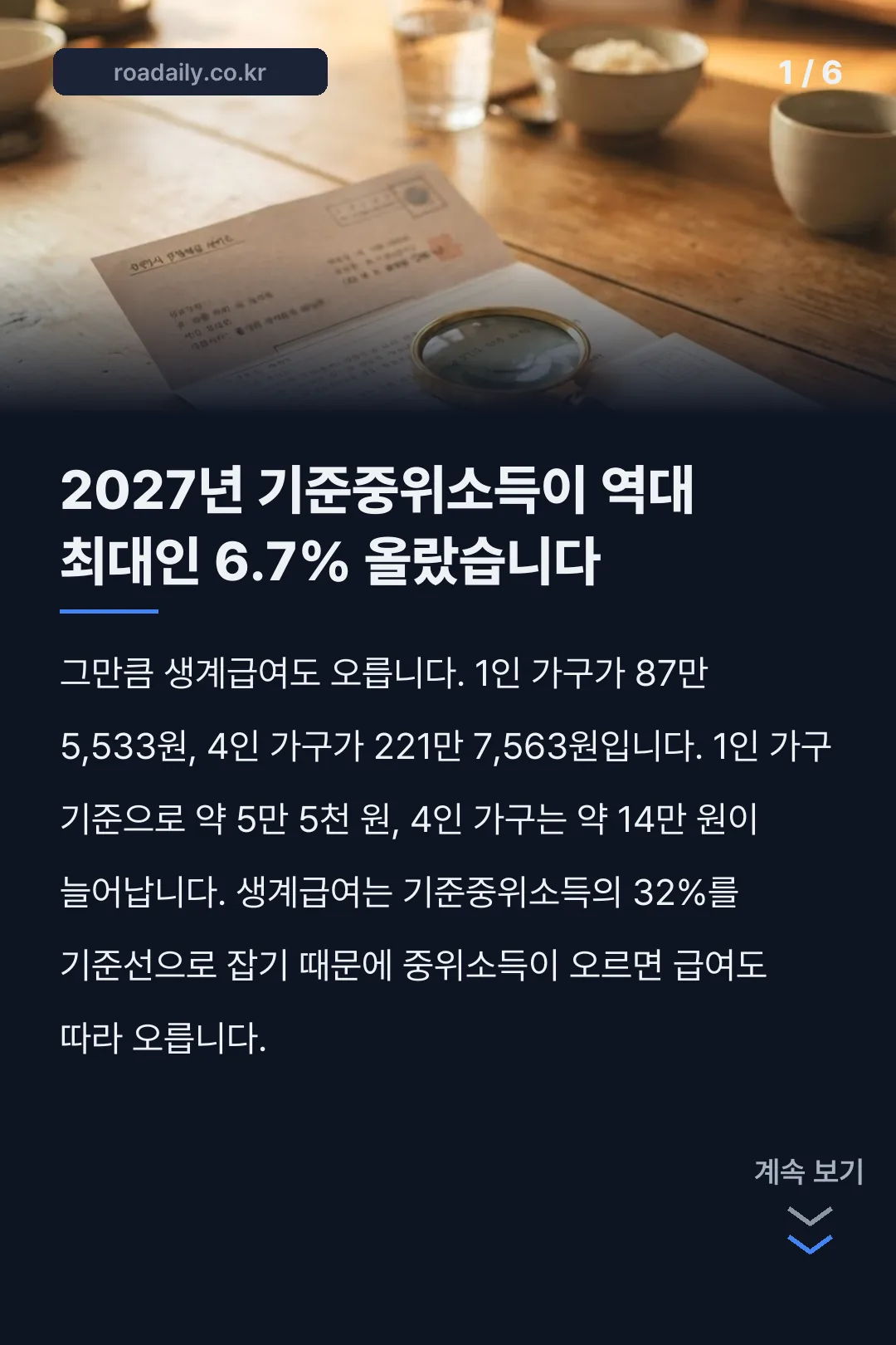 2027년 생계급여 금액 카드뉴스 1