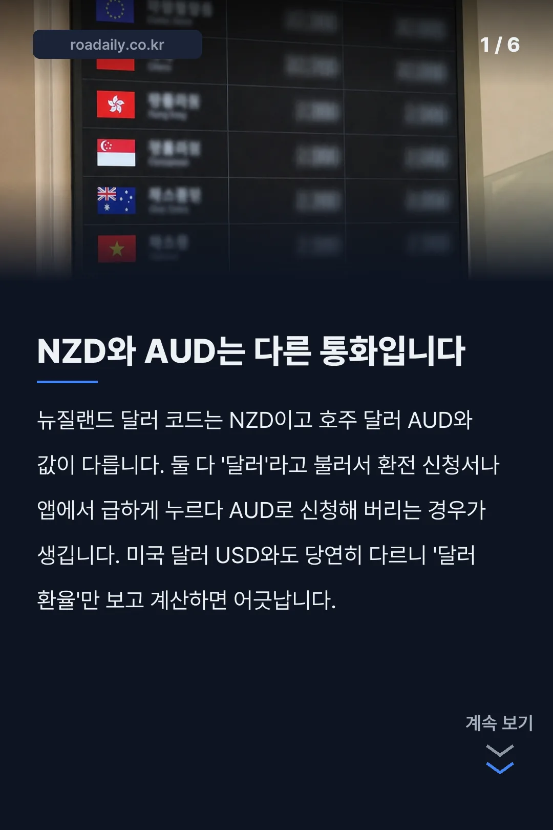 뉴질랜드 달러 환전 카드뉴스 1